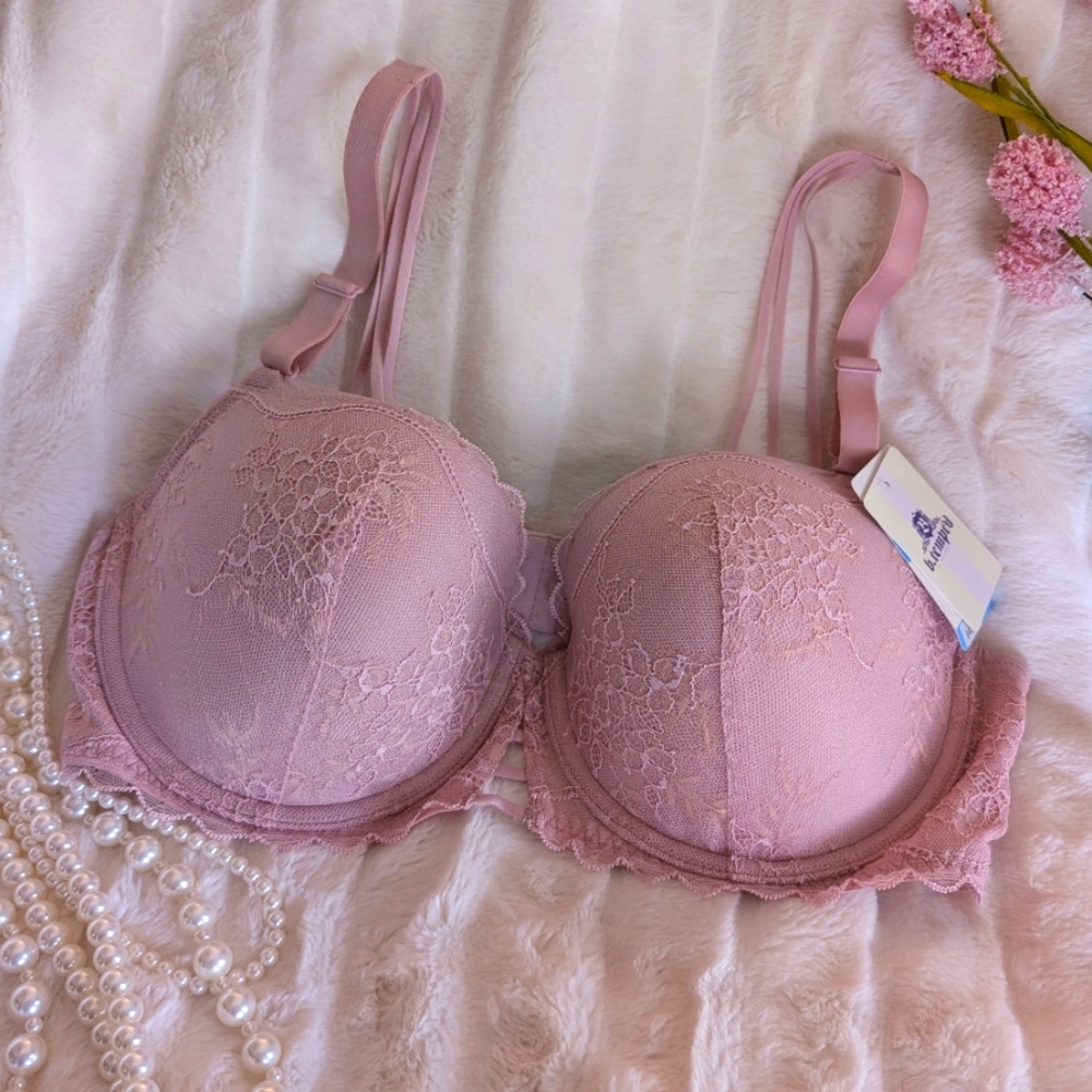 Elegant Pink Lace Bra